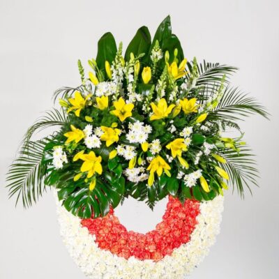 Corona de difuntos con aro de claveles y flor variada mod. CL2 - Envio Coronas Murcia